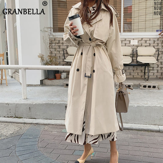 Russian Style Women‘s Long Trench Coats Top quality oversized cotton overcoats Abrigos Mujer