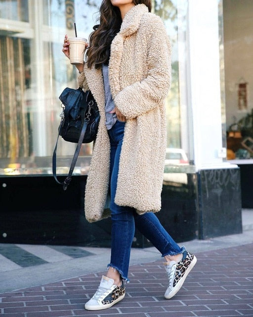 2020 NEW Autumn And Winter Women's New Long-sleeved Lapel Coat Printed Woolen Coat Fashion Striped Plaid Slim Coats Oversized