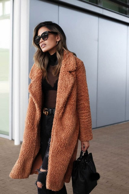 2020 NEW Autumn And Winter Women's New Long-sleeved Lapel Coat Printed Woolen Coat Fashion Striped Plaid Slim Coats Oversized